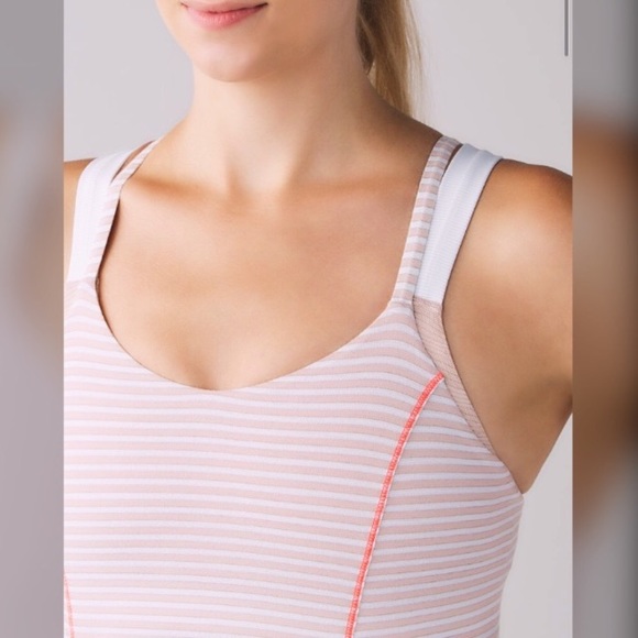 Lululemon Run For Gold Pink Striped Bra Tank Top - Picture 3 of 7